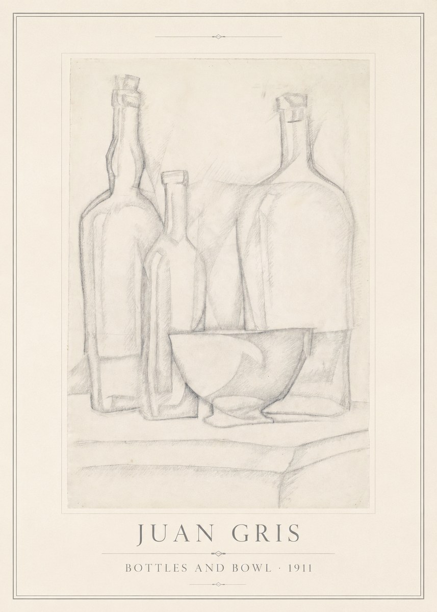 Juan Gris Bottles and Bowl No1 - Poster