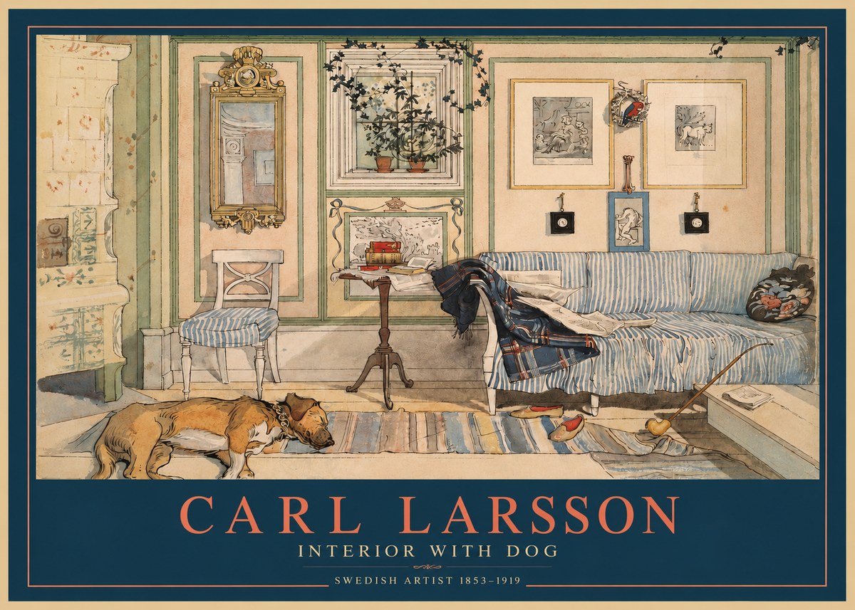 Carl Larsson Interior with Dog No2 - Poster
