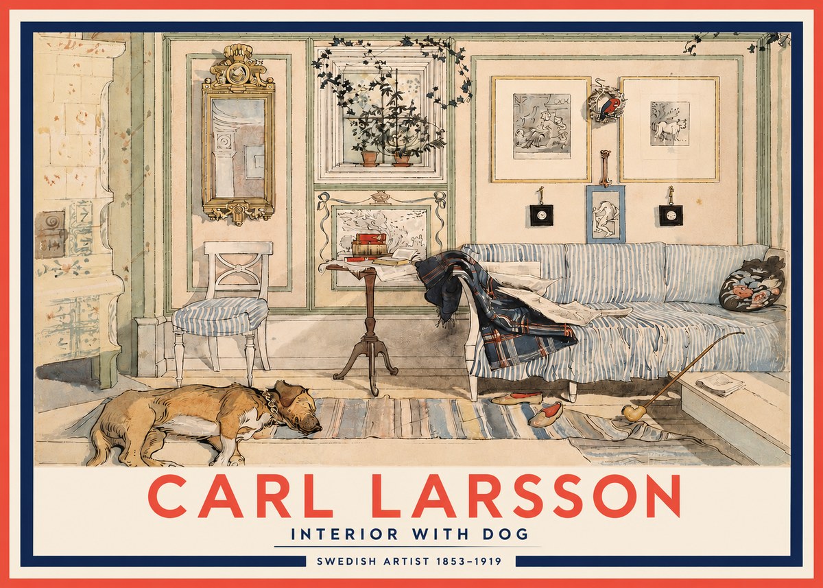 Carl Larsson Interior with Dog No3 - Poster