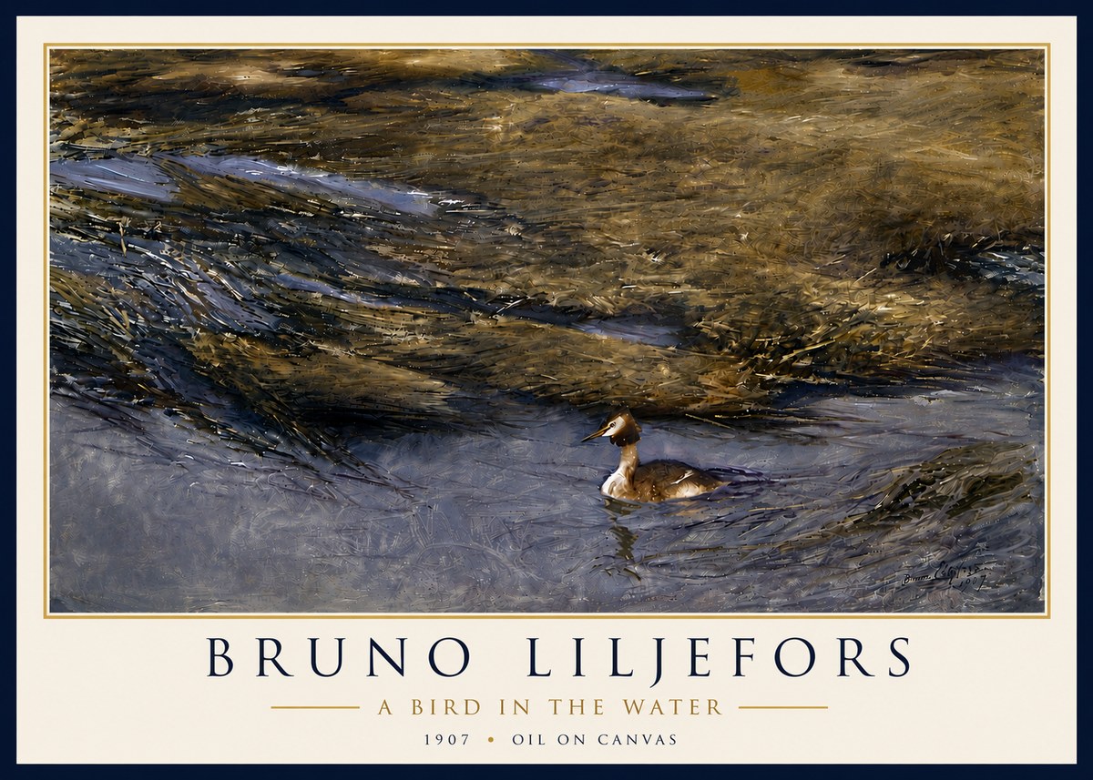 Bruno Liljefors A Bird in the Water No6 - Poster