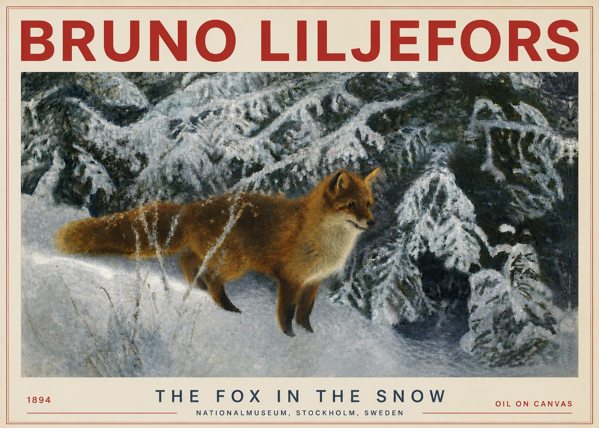 Bruno Liljefors The Fox in the Snow No4 - Poster