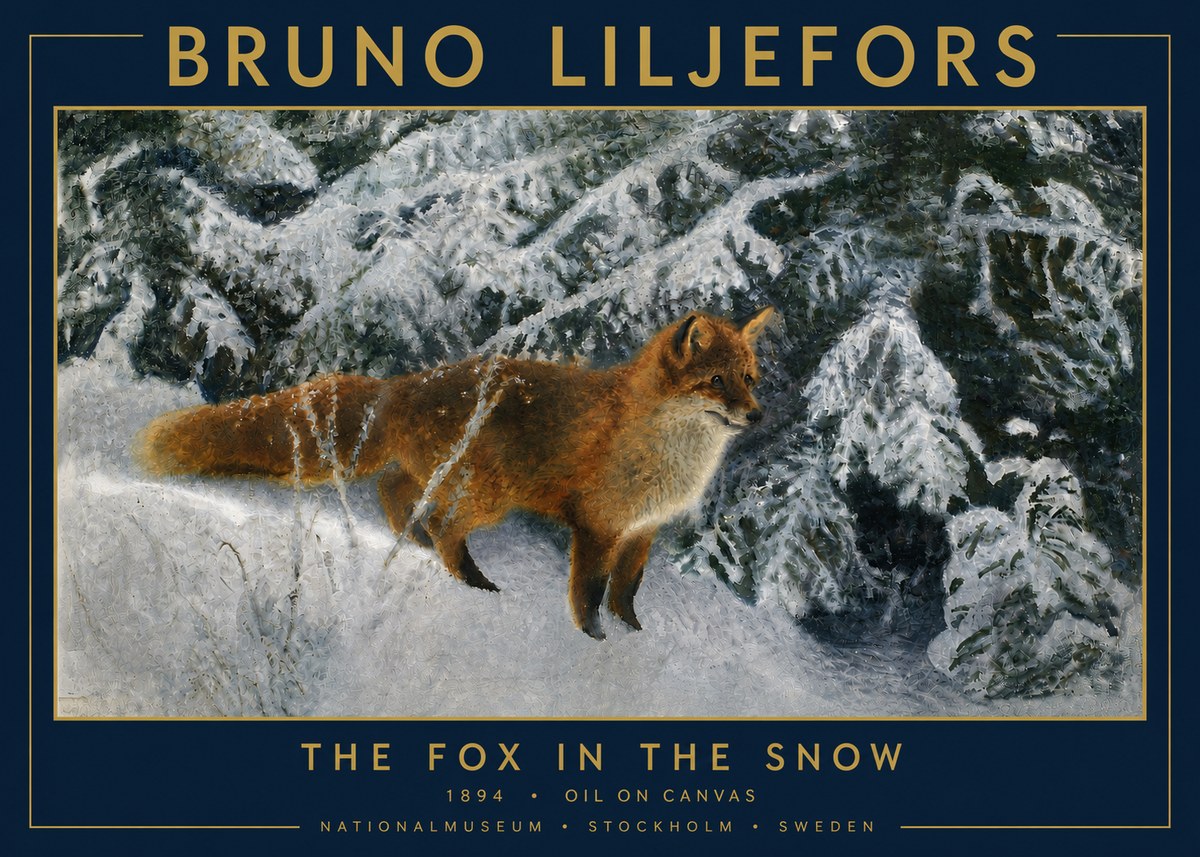 Bruno Liljefors The Fox in the Snow No5 - Poster