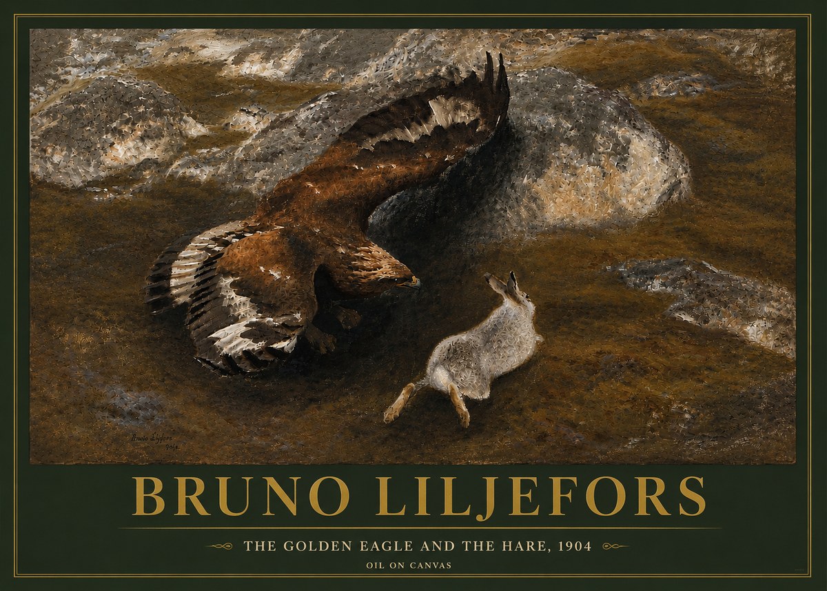 Bruno Liljefors The Golden Eagle and the Hare, 1904 No5 - Poster