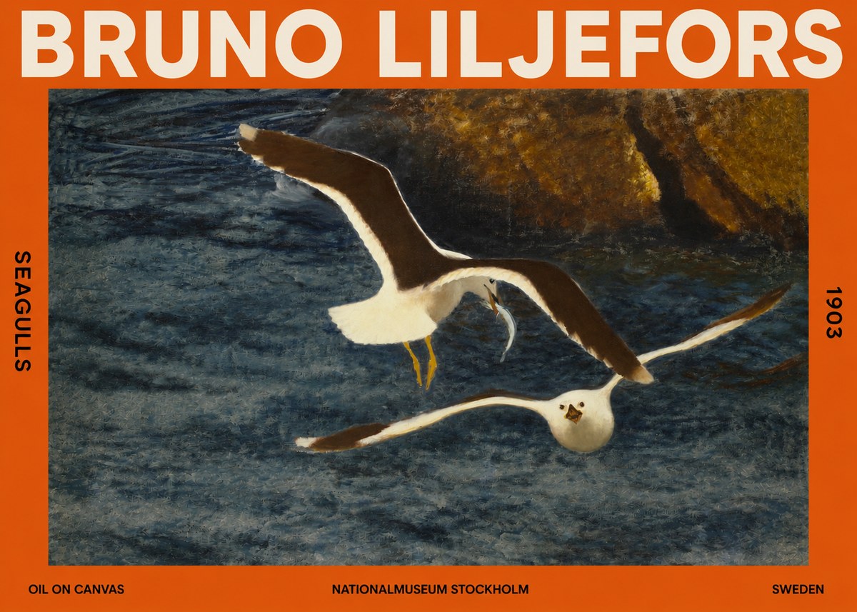 Bruno Liljefors Seagulls No2 - Poster