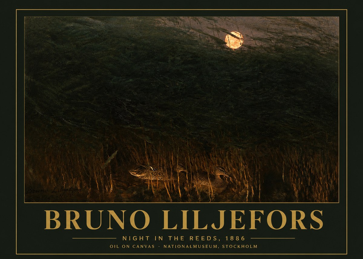 Bruno Liljefors Night in the Reeds No3 - Poster