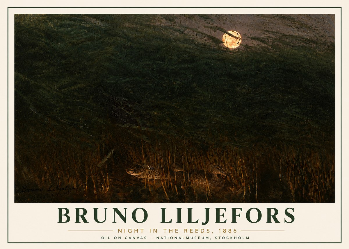Bruno Liljefors Night in the Reeds No6 - Poster