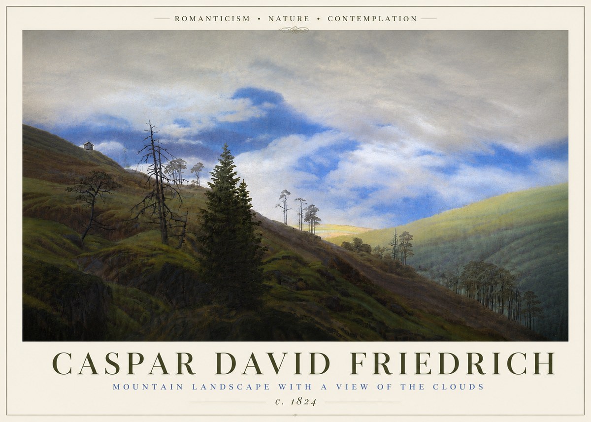 Caspar David Friedrich Mountain Landscape with a View of the Clouds No6 - Poster