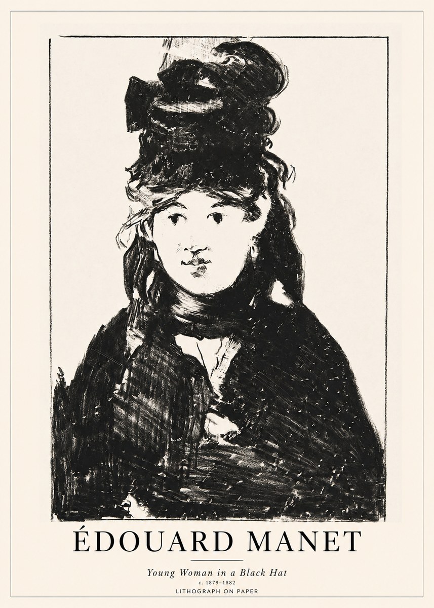 Édouard Manet Young Woman in a Black Hat II No1 - Poster