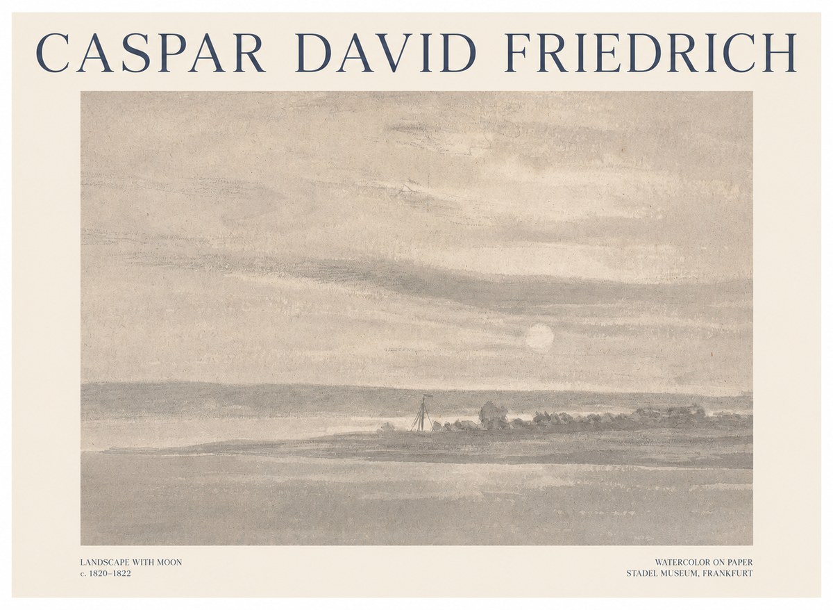 Caspar David Friedrich Landscape with Moon No1 - Poster