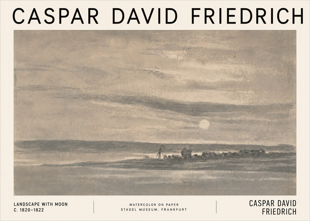 Caspar David Friedrich Landscape with Moon No5 - Poster