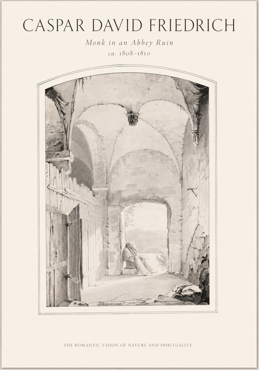 Caspar David Friedrich Monk in an Abbey Ruin No1 - Poster