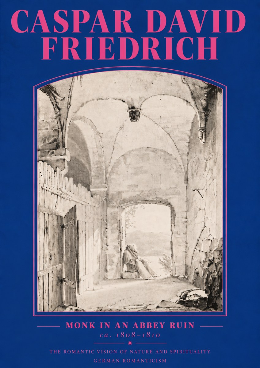 Caspar David Friedrich Monk in an Abbey Ruin No5 - Poster