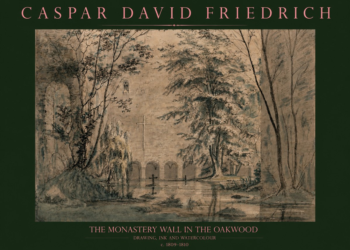 Caspar David Friedrich The Monastery Wall in the Oakwood No2 - Poster