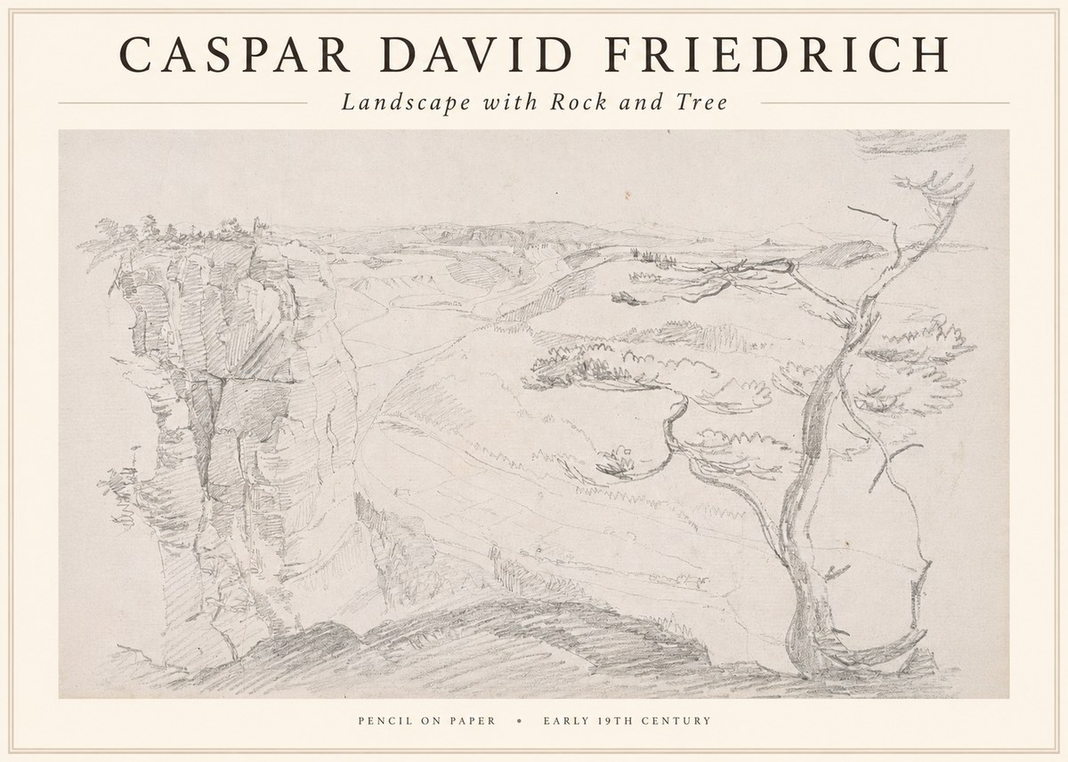 Caspar David Friedrich Landscape with Rocks and a Tree No4 - Poster