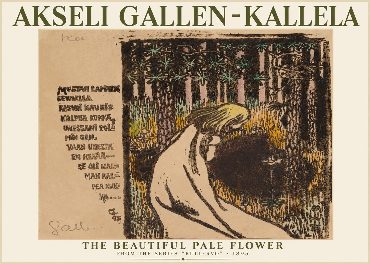 Akseli Gallen-Kallela The Beautiful Pale Flower No1 - Poster