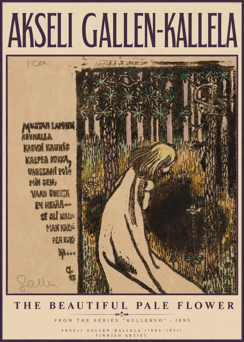Akseli Gallen-Kallela The Beautiful Pale Flower No3 - Poster