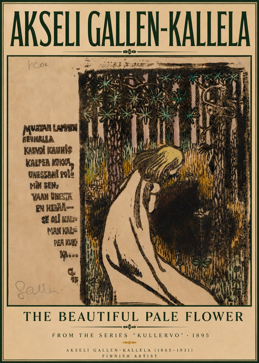 Akseli Gallen-Kallela The Beautiful Pale Flower No6 - Poster