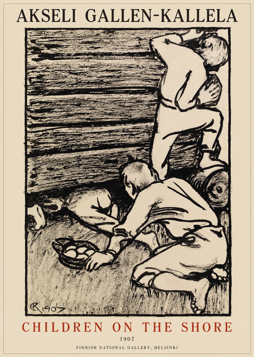 Akseli Gallen-Kallela Children on the Shore No1 - Poster