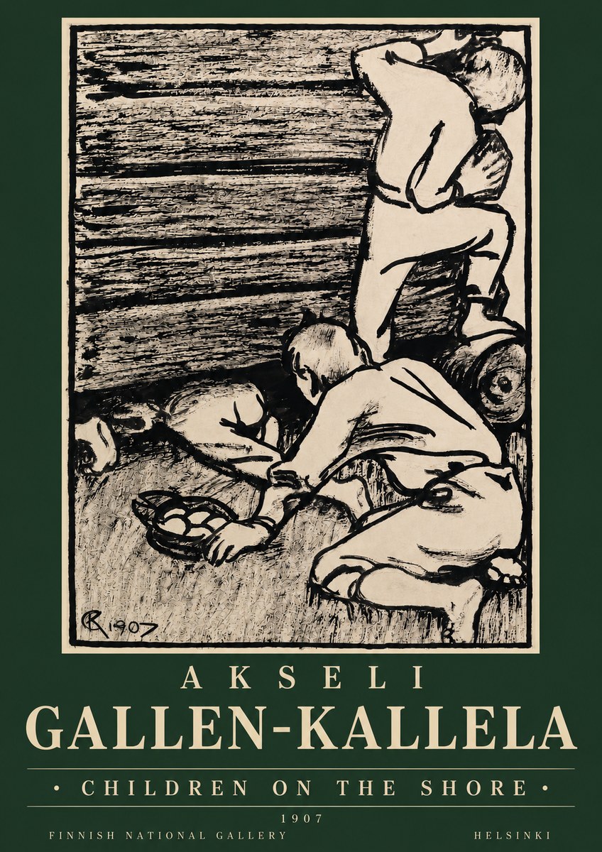 Akseli Gallen-Kallela Children on the Shore No3 - Poster