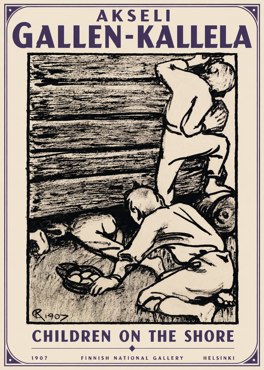 Akseli Gallen-Kallela Children on the Shore No5 - Poster
