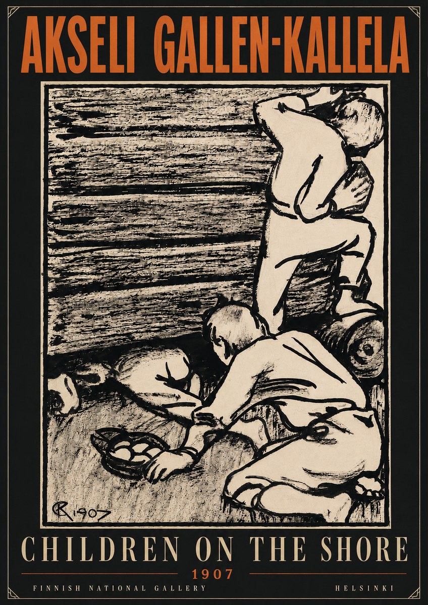 Akseli Gallen-Kallela Children on the Shore No6 - Poster