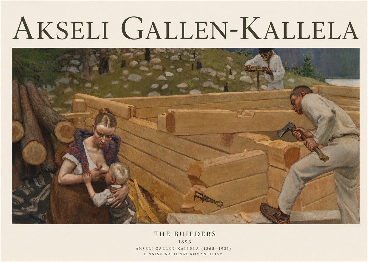 Akseli Gallen-Kallela Building a Home No3 - Poster