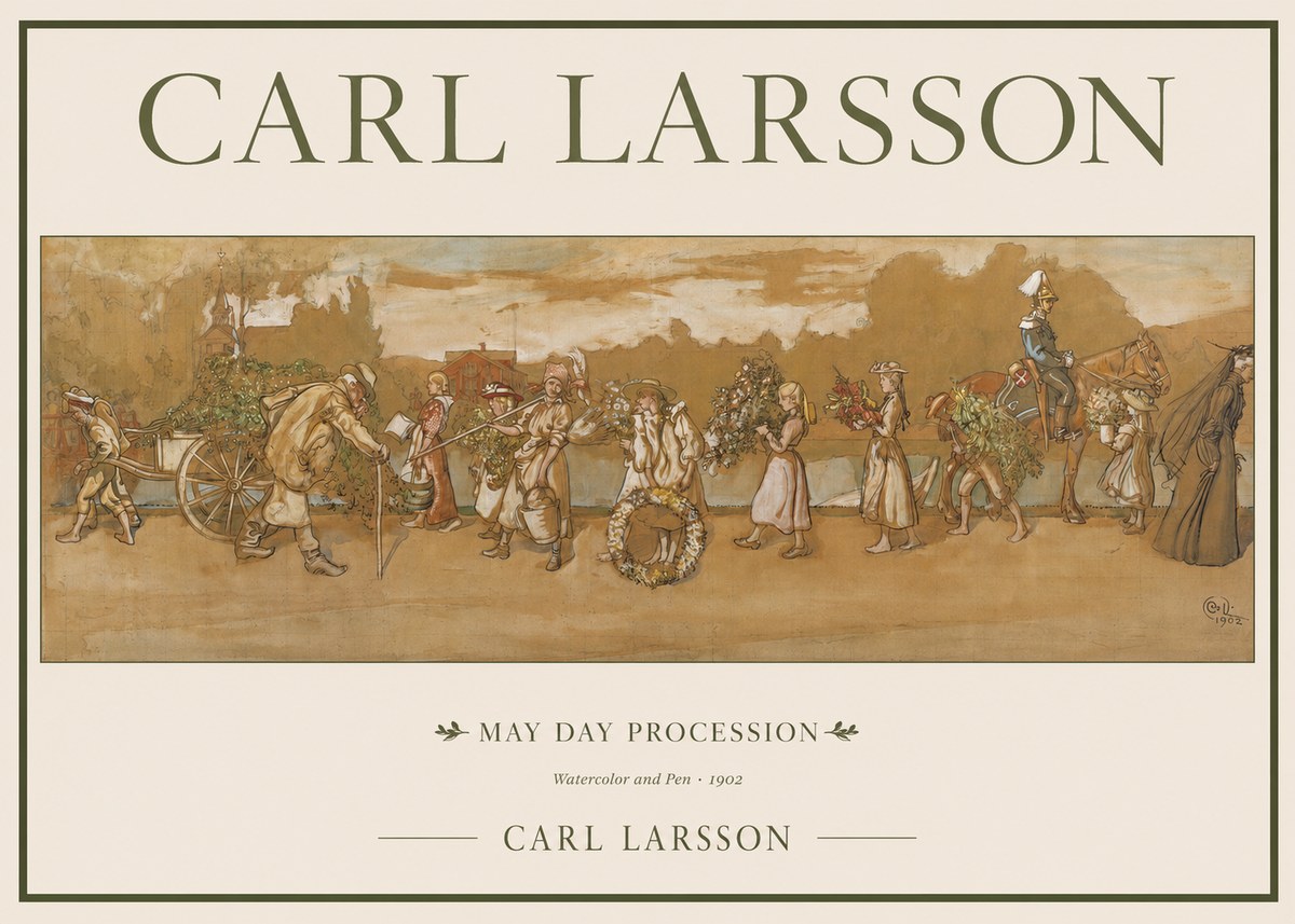 Carl Larsson May Day Procession No1 - Poster