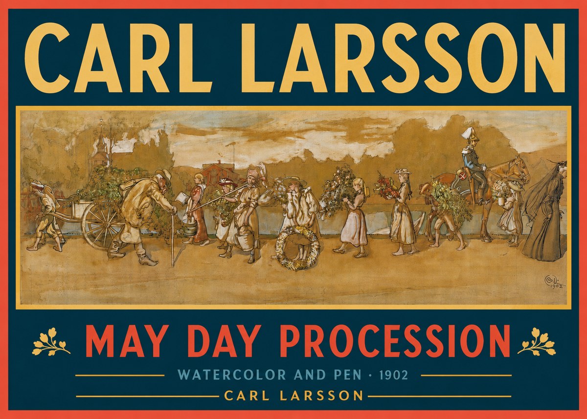 Carl Larsson May Day Procession No2 - Poster