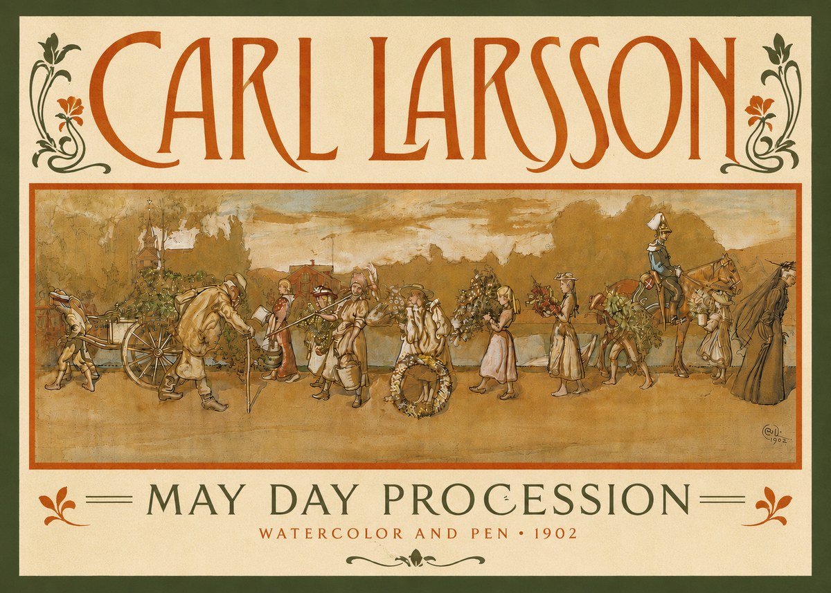 Carl Larsson May Day Procession No4 - Poster