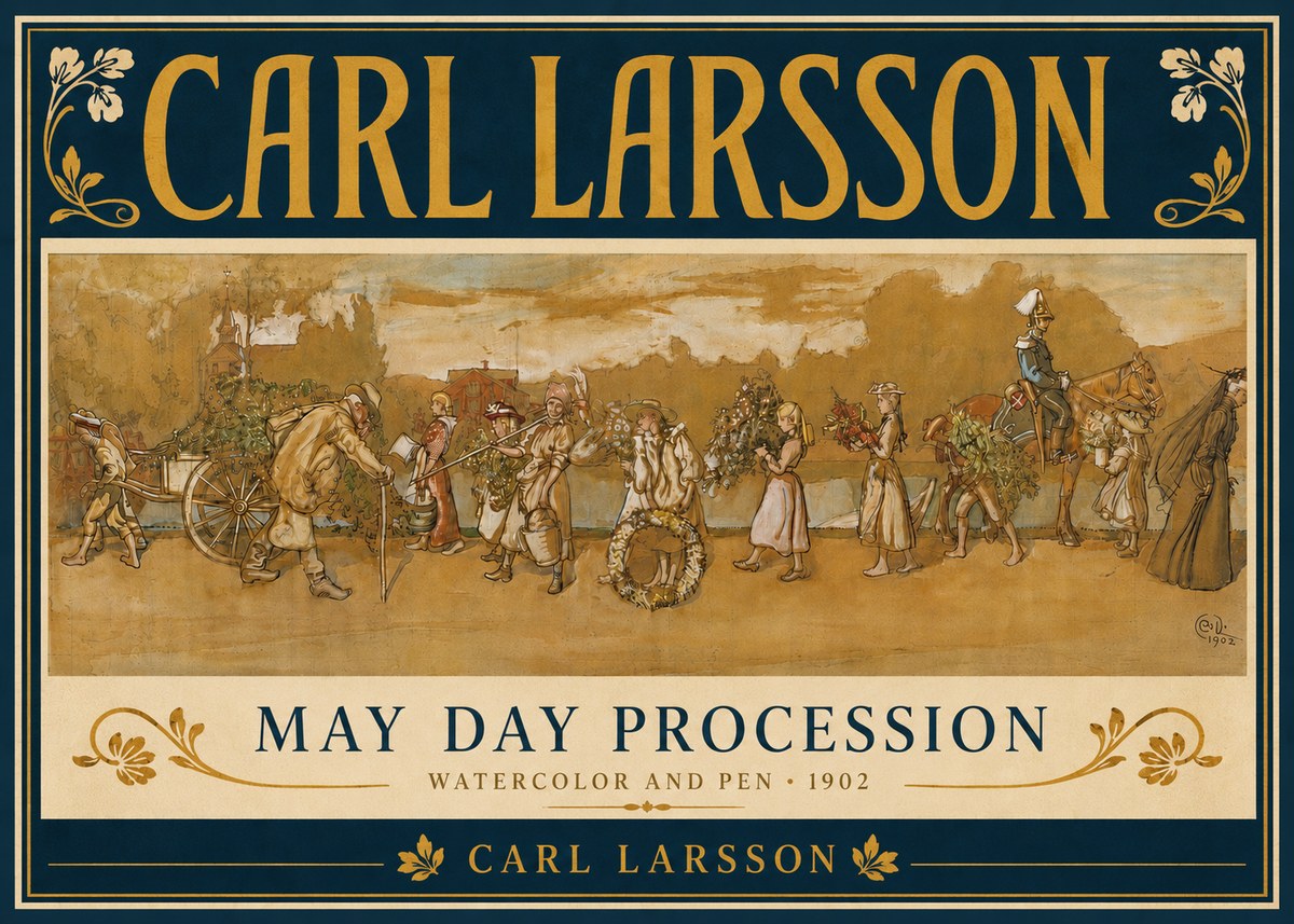 Carl Larsson May Day Procession No5 - Poster