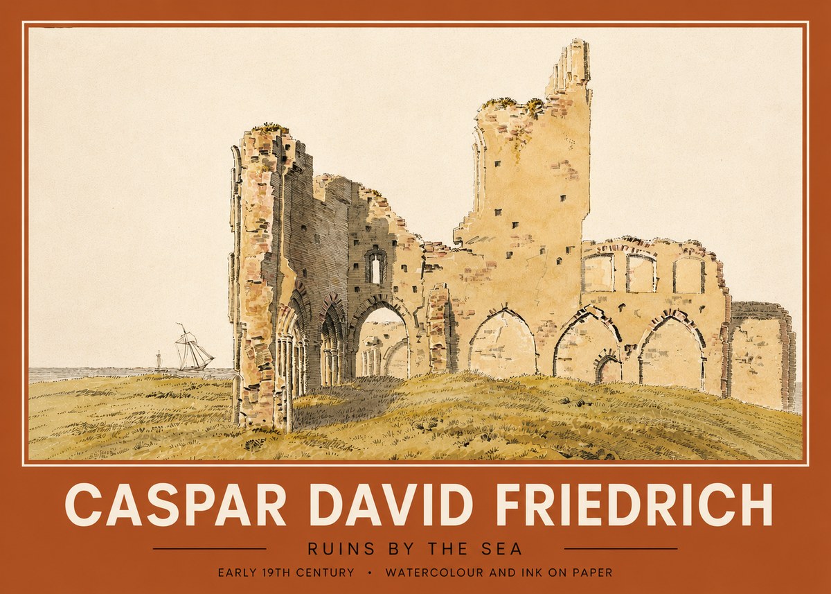 Caspar David Friedrich Ruins by the Sea No5 - Poster