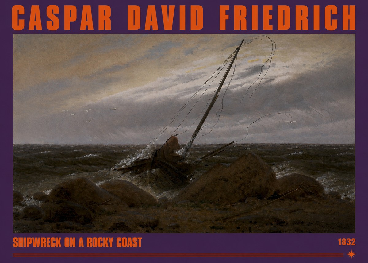 Caspar David Friedrich Shipwreck on a Rocky Coast No2 - Poster