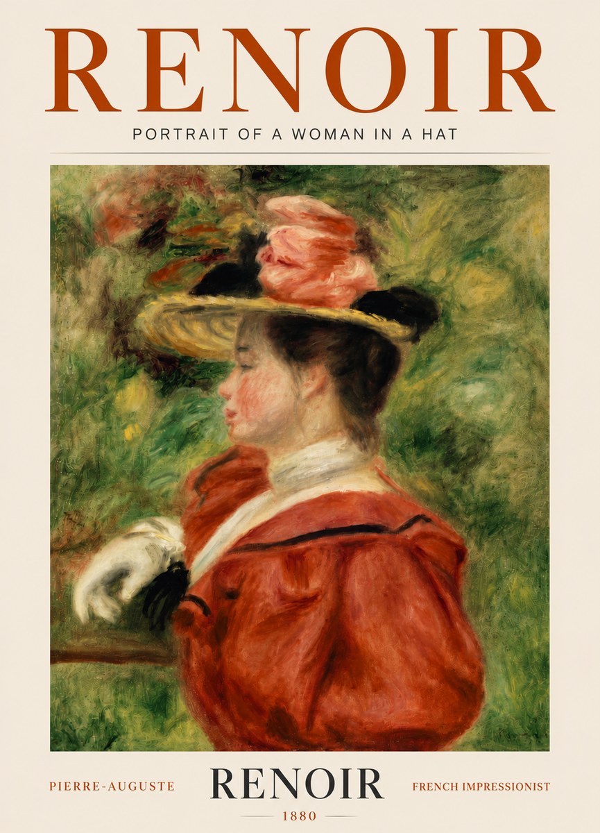 Renoir Portrait of a Woman in a Hat No5 - Poster