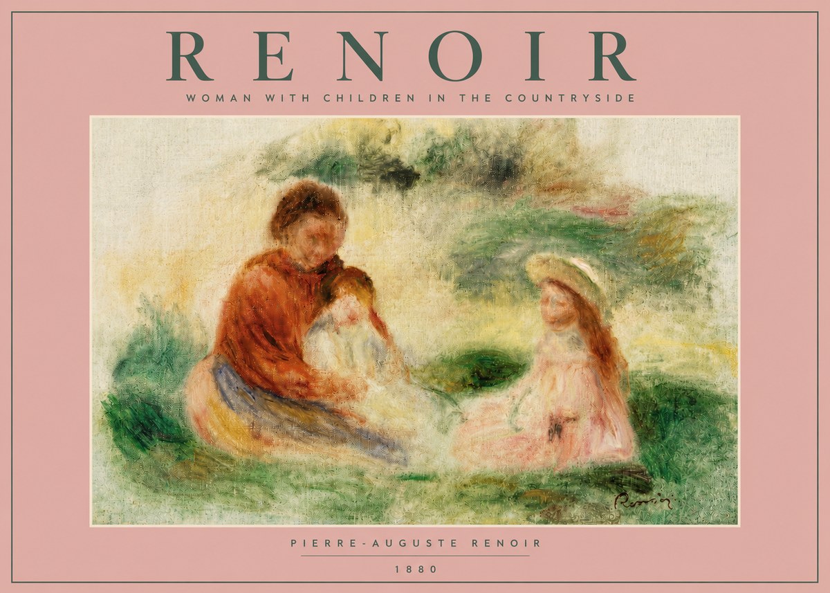 Renoir Woman with Children in the Countryside No4 - Poster