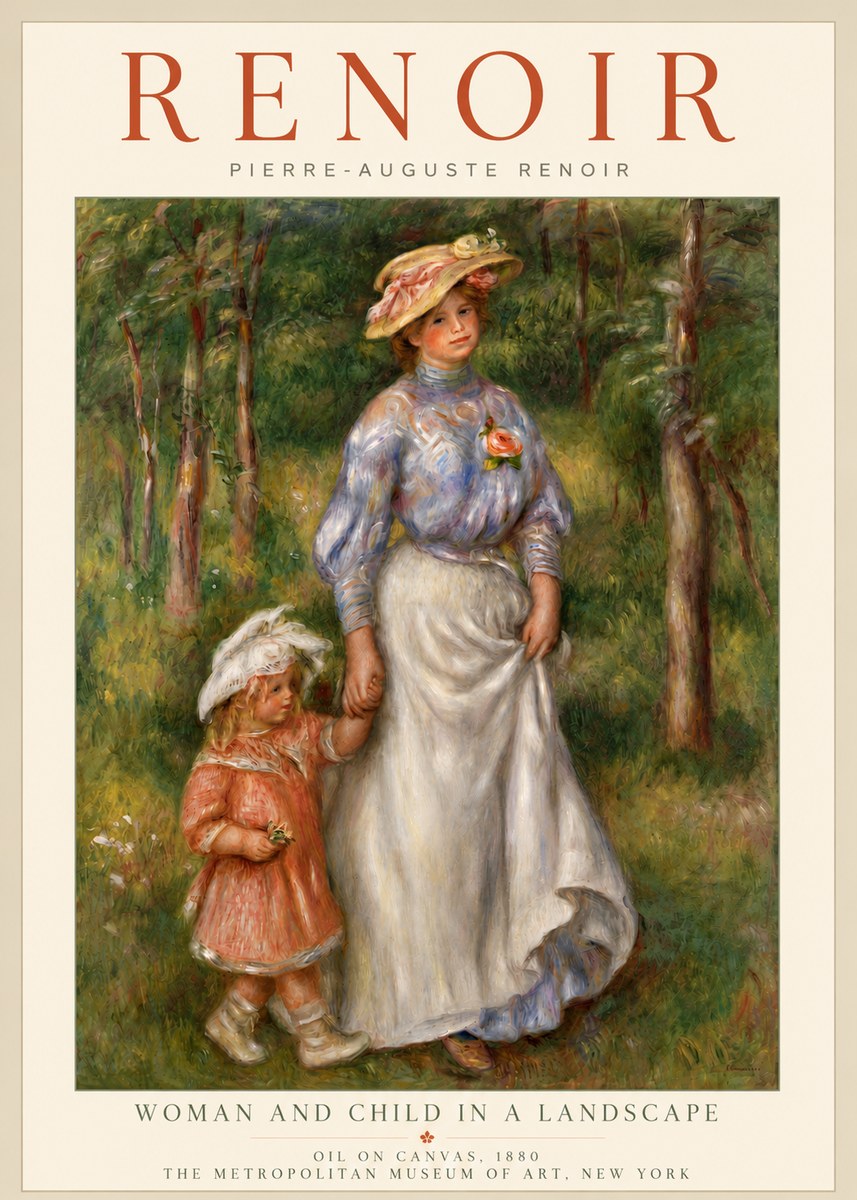 Renoir Woman and Child in a Landscape I No4 - Poster