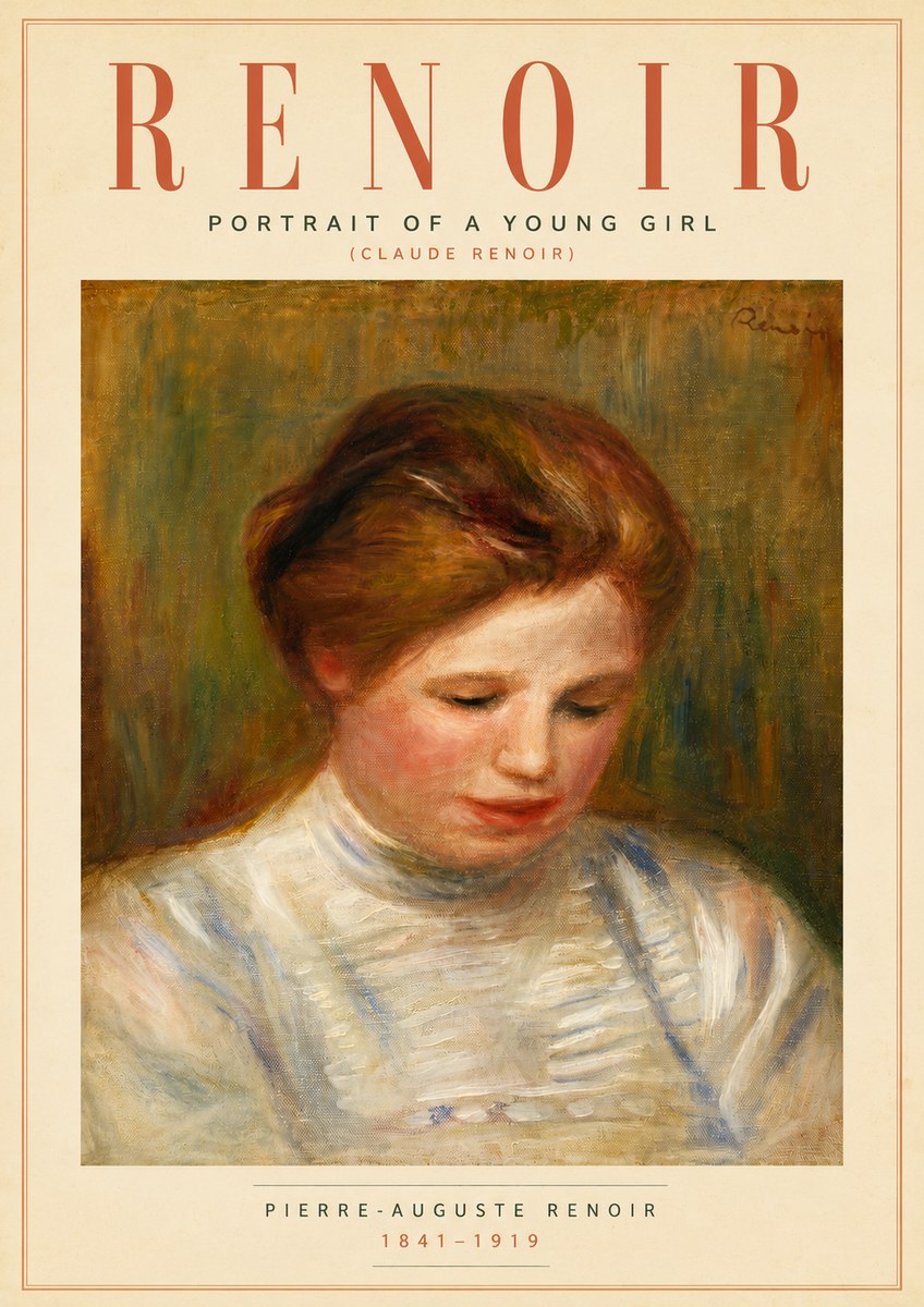 Renoir Portrait of a Young Girl (Claude Renoir) No6 - Poster