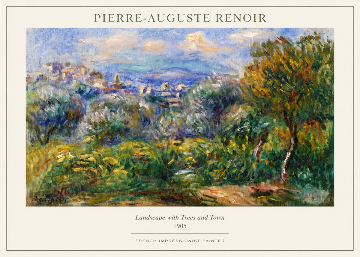 Renoir Landscape with Trees and Town No3 - Poster