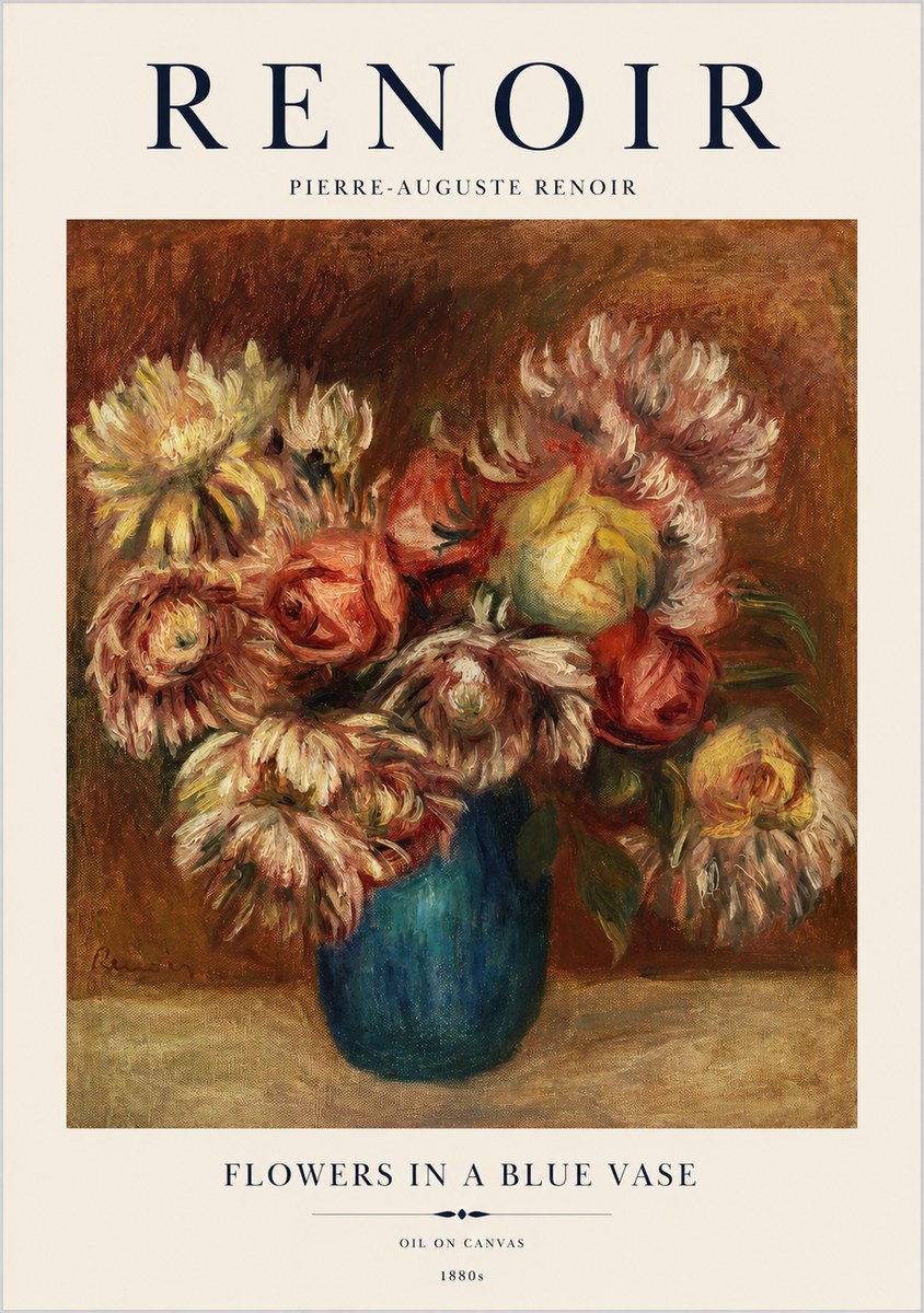 Renoir Flowers in a Blue Vase No1 - Poster