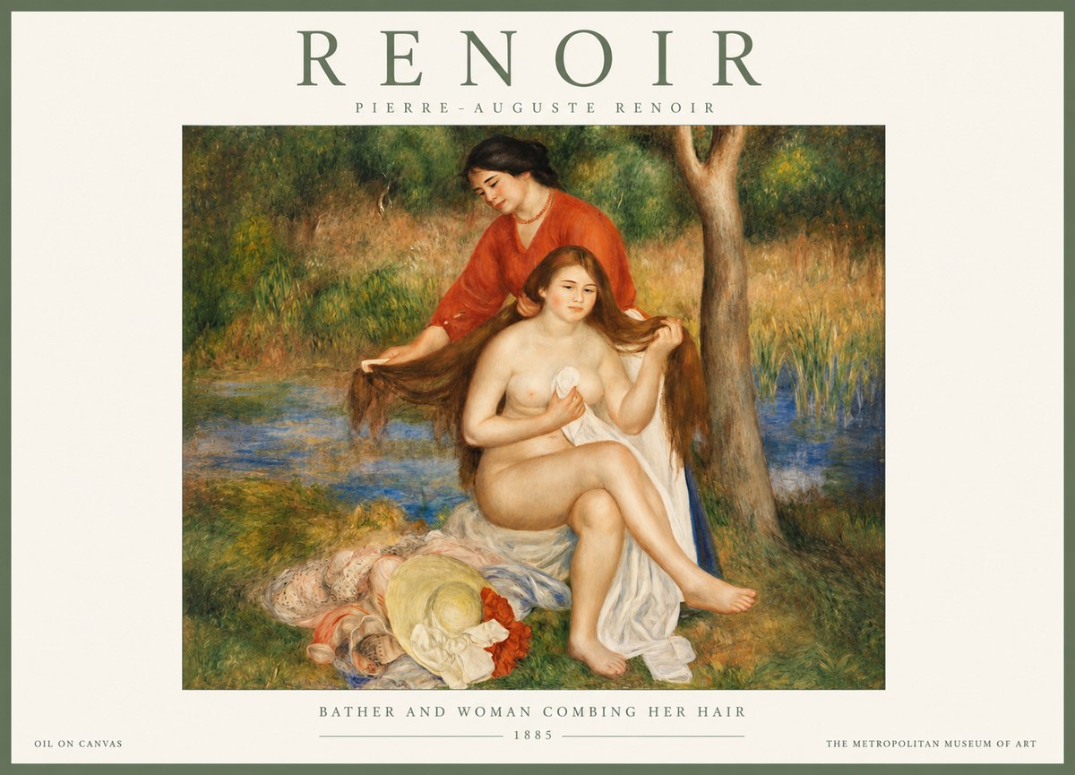 Renoir The Bather and Her Attendant No3 - Poster
