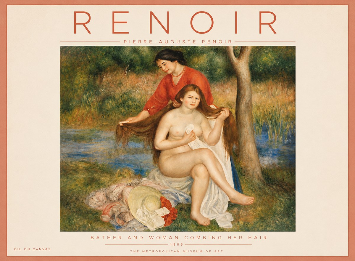 Renoir The Bather and Her Attendant No5 - Poster