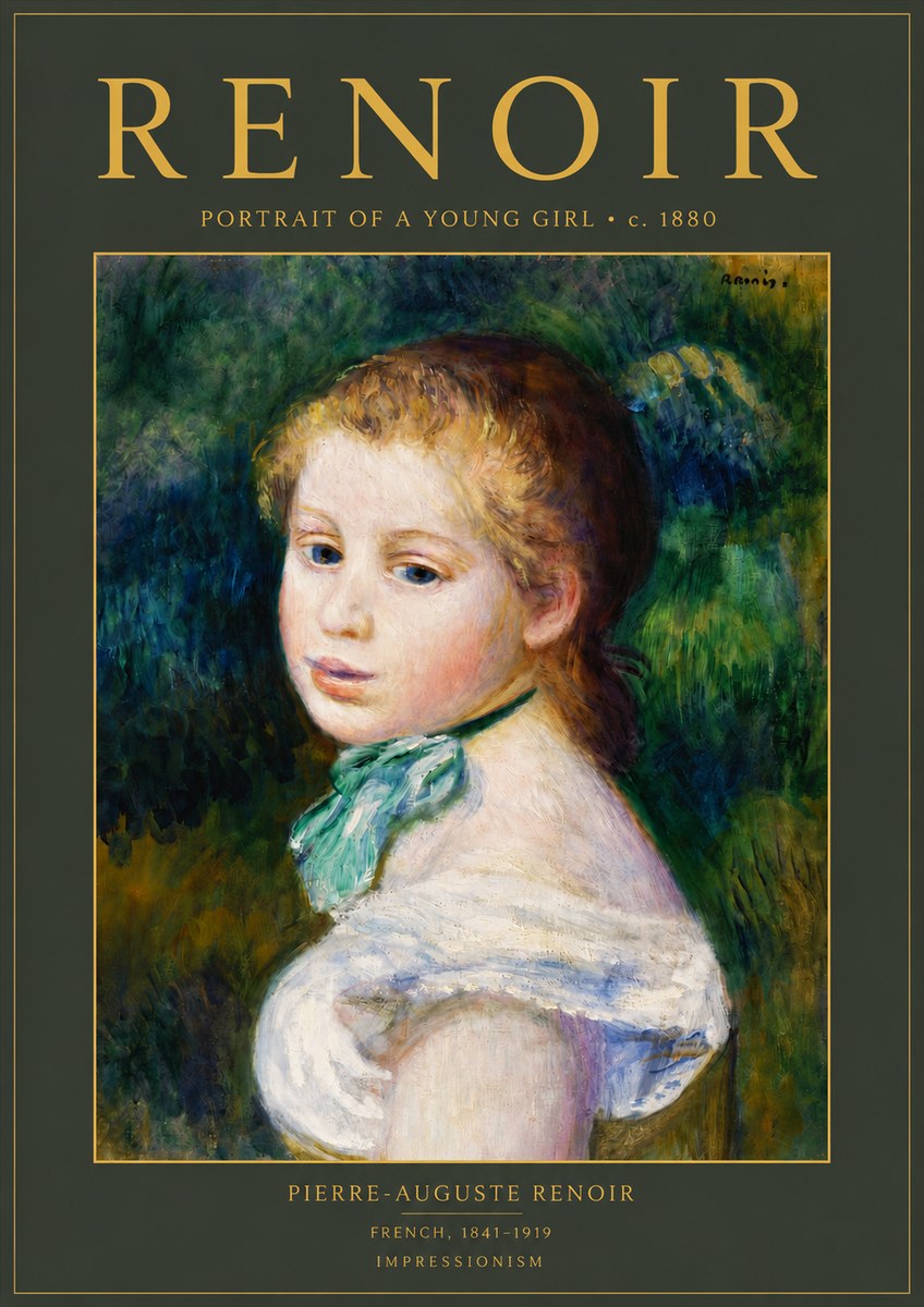 Renoir Young Girl with a Green Ribbon No5 - Poster