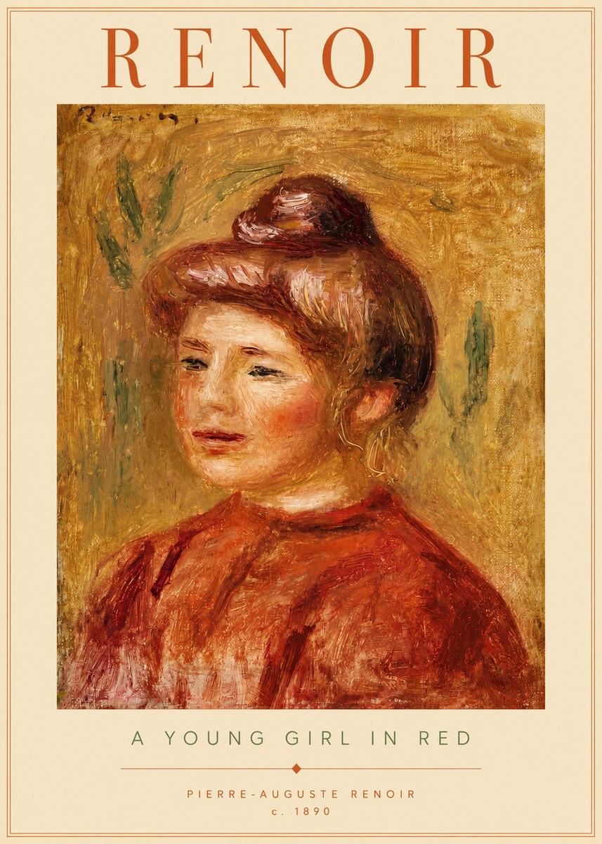 Renoir A Young Girl in Red No2 - Poster