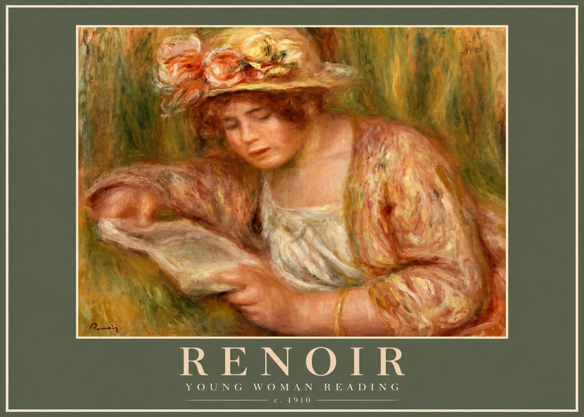 Renoir Young Woman Reading No2 - Poster