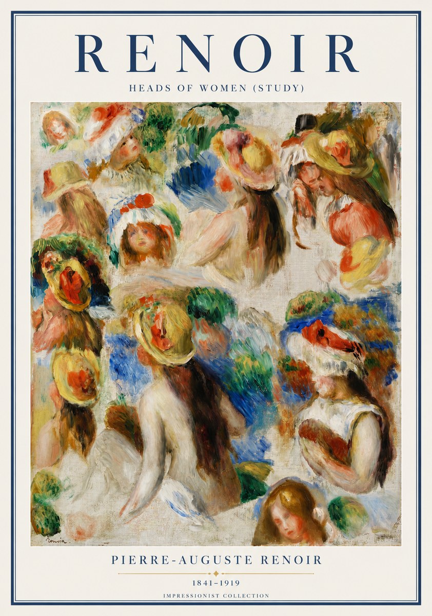 Renoir Heads of Women (Study) No3 - Poster