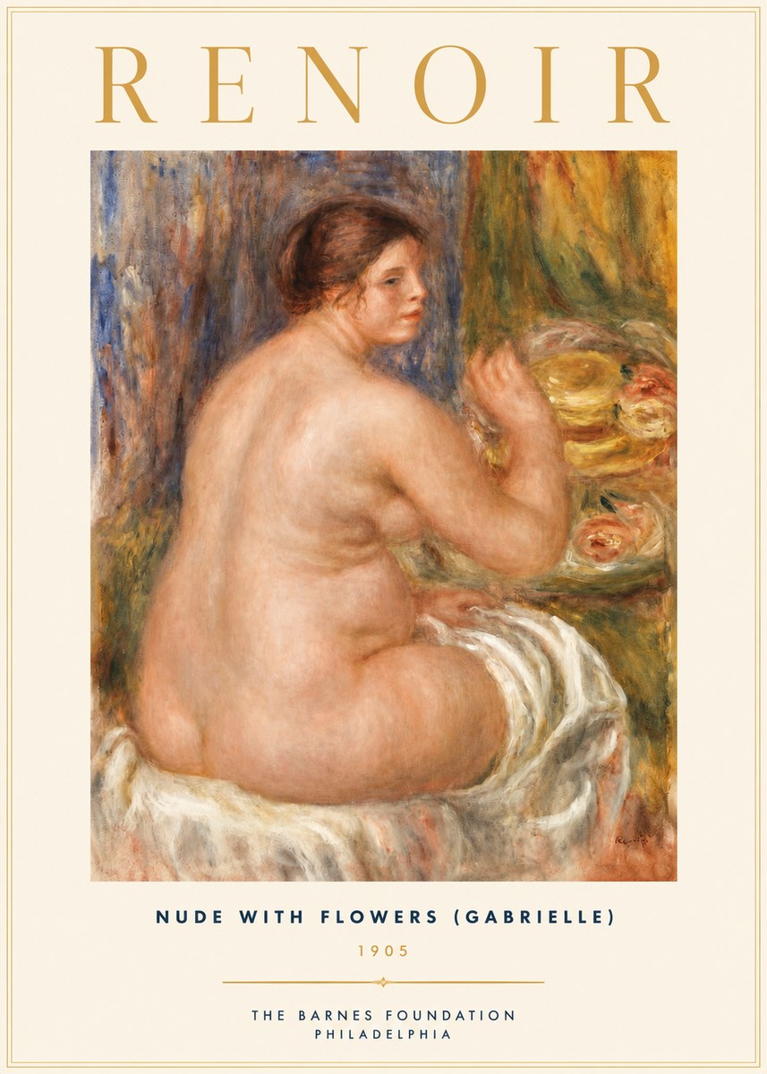 Renoir Seated Nude with Flowers (Also Known as the Large Bather) No2 - Poster
