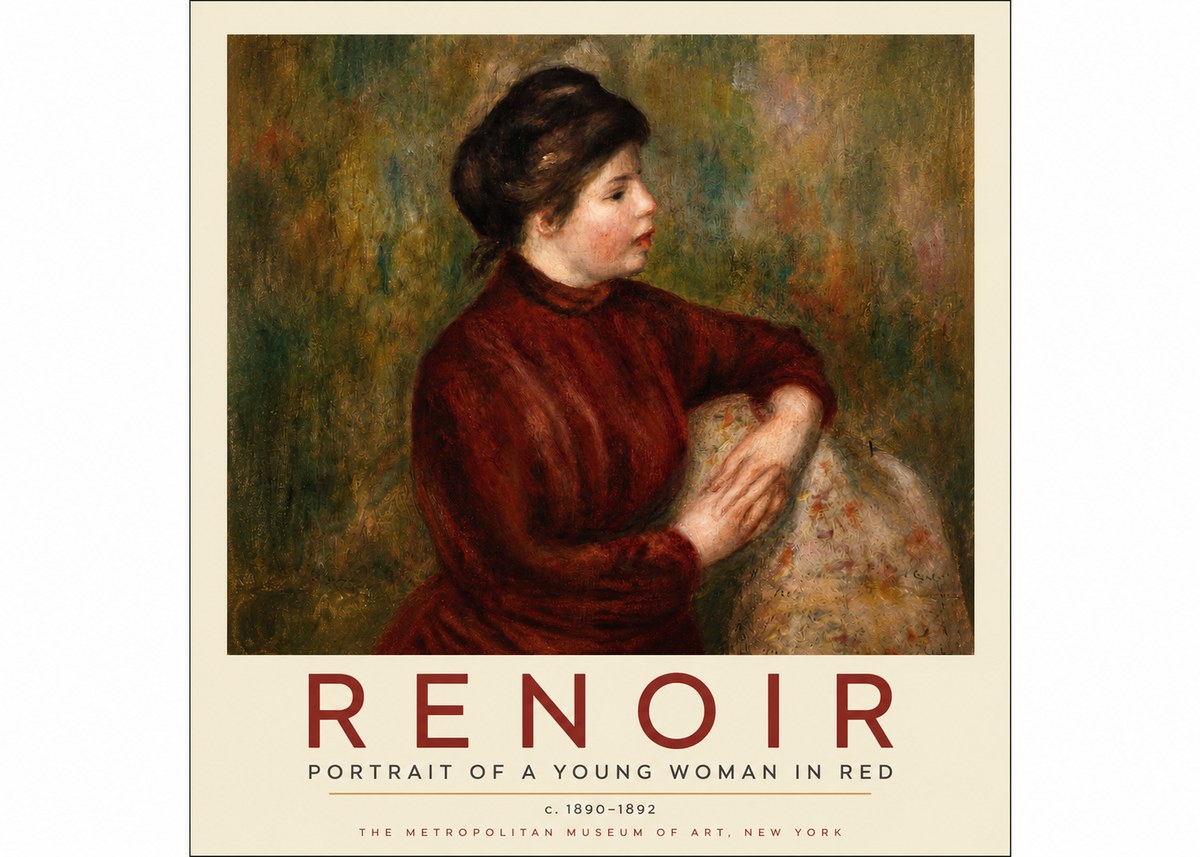 Renoir Young Woman in Red No3 - Poster