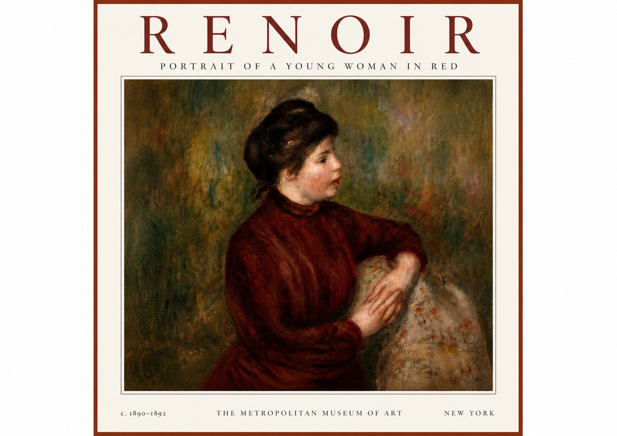 Renoir Young Woman in Red No4 - Poster