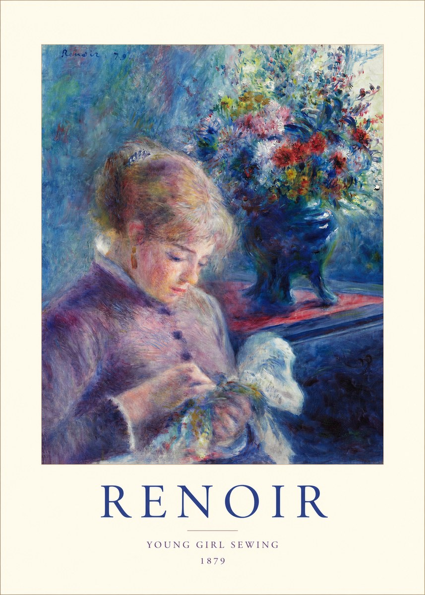 Renoir Young Girl Sewing No1 - Poster