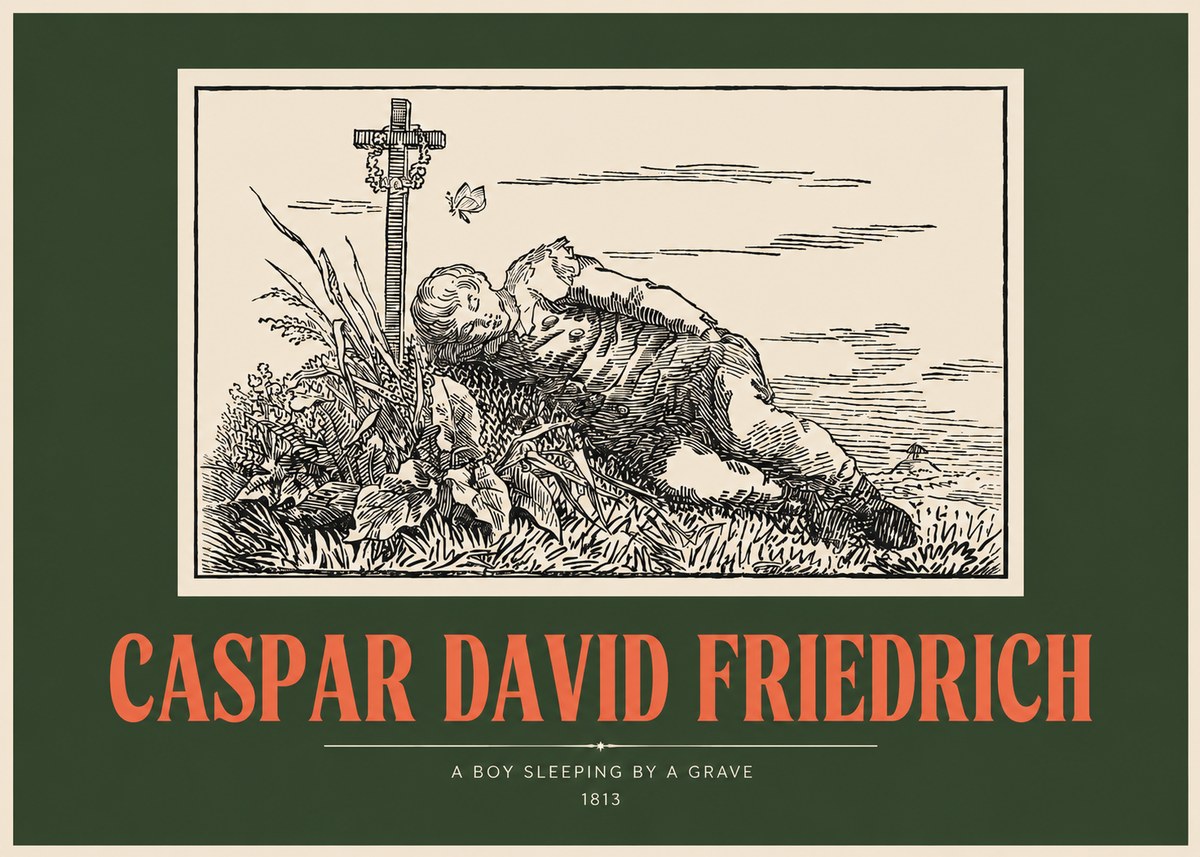 Caspar David Friedrich A Boy Sleeping by a Grave No2 - Poster