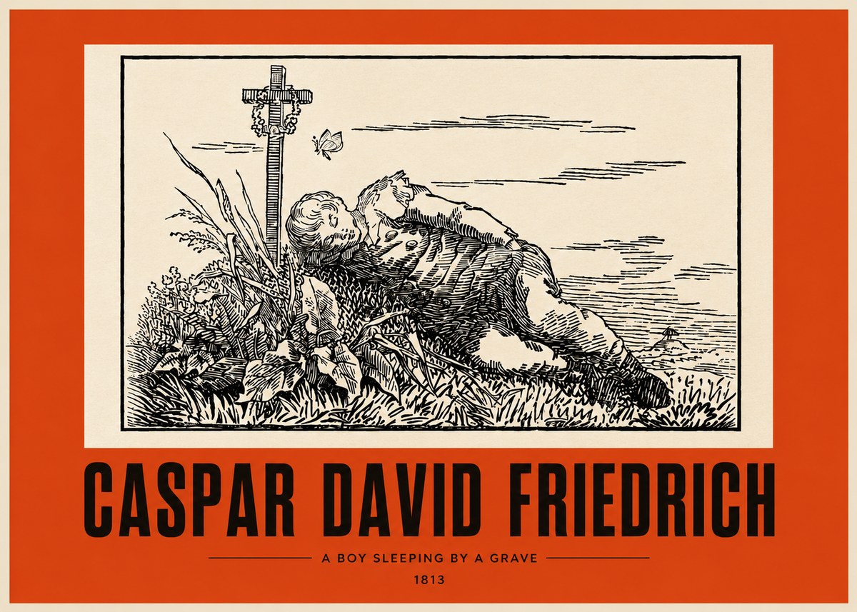 Caspar David Friedrich A Boy Sleeping by a Grave No3 - Poster